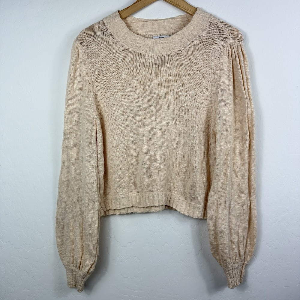 O'Neill Women's Cropped Cream 100% Cotton Sweater Lightweight Size Medium